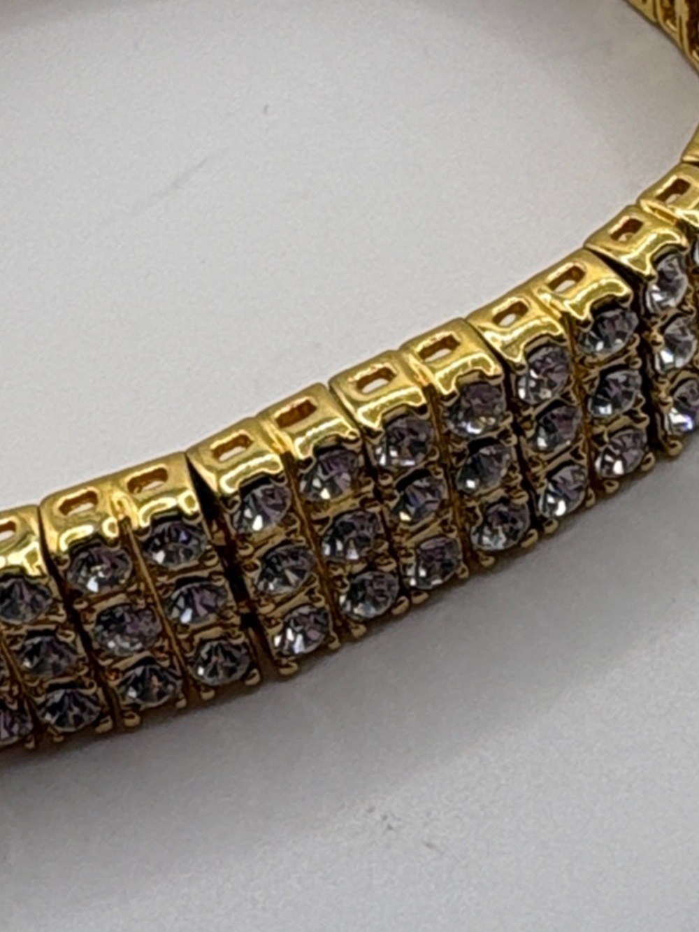 Gold Crystal 18kt GE Tennis Bracelet - Women Jewelry 8” - Picture 7 of 8